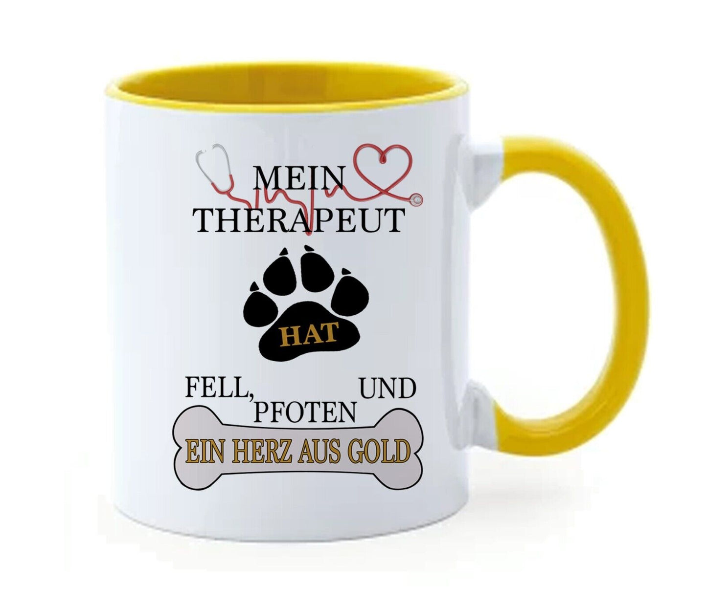 Hunde Tasse mit Spruch Mein Therapeut hat Fell, Personalisiert Mit Name Und Foto