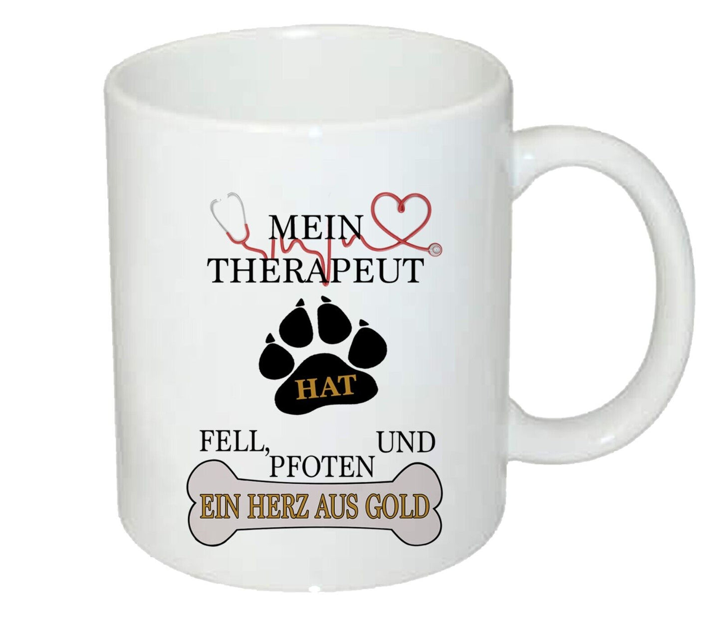 Hunde Tasse mit Spruch Mein Therapeut hat Fell, Personalisiert Mit Name Und Foto