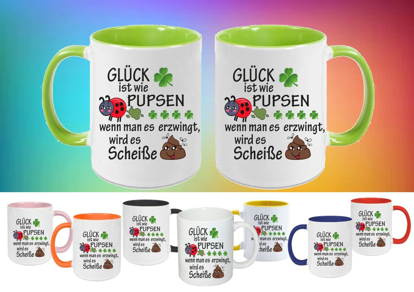 Glück Tasse lustiger Geschenkidee für Freunde Familie und Kollegen ,lustig