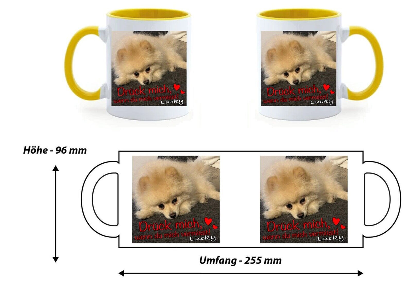 personalisiertes Hunde Tasse | fotoTasse - Drück Mich, wenn du Mich vermisst