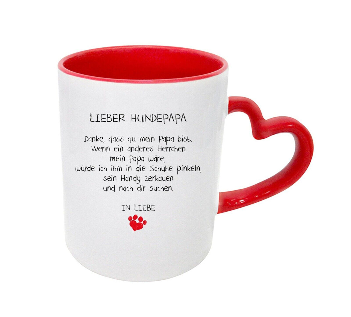 Liebe Hundepapa Spruch Frauchen Herz Tasse zweifarbig, mit deine libliegen.