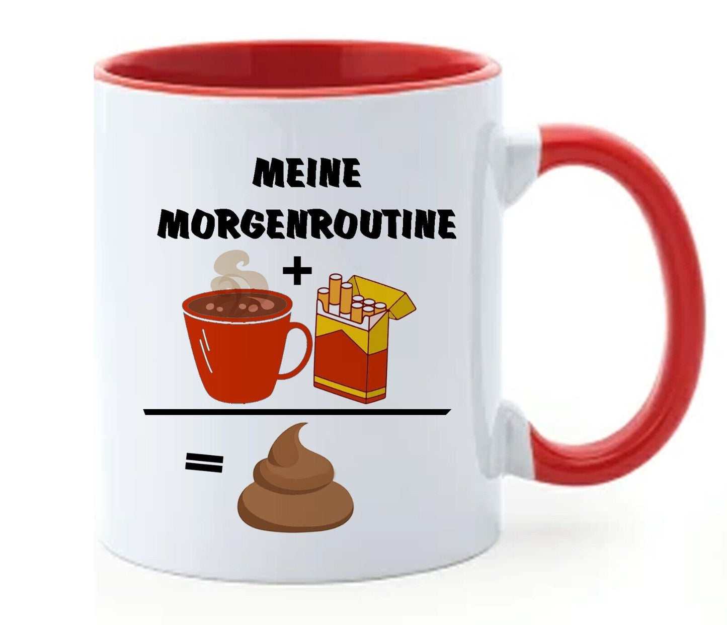 Tasse mit Spruch: Meine Morgenroutine - Kaffeetasse lustig Geschenk für Männer