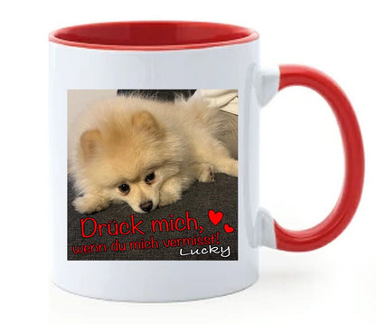 personalisiertes Hunde Tasse | fotoTasse - Drück Mich, wenn du Mich vermisst