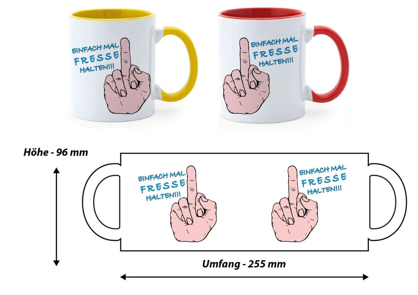 Tasse mit Spruch, Geschenk- ,, EINFACH MAL FRESSE HALTEN " - Kaffeetasse- Büro